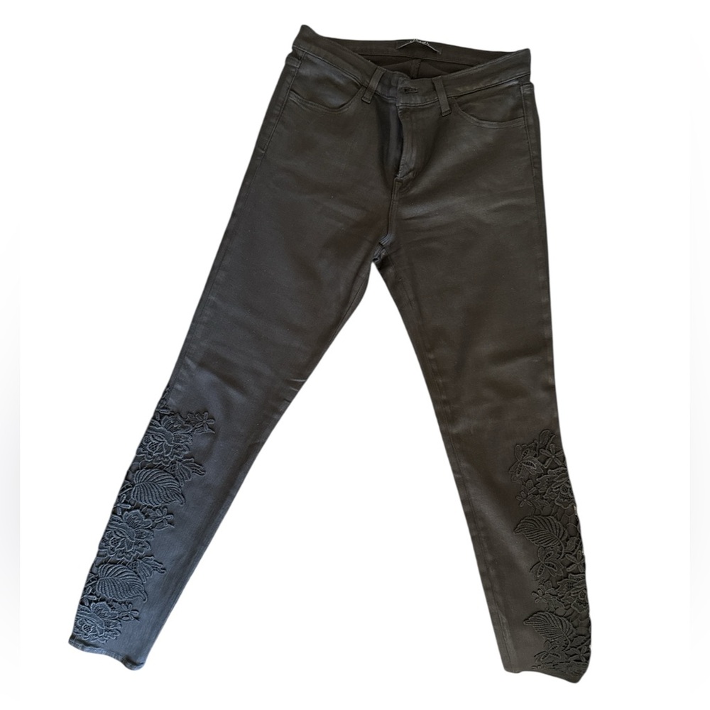 J Brand Shimmer Black Embroidered Skinny Jeans